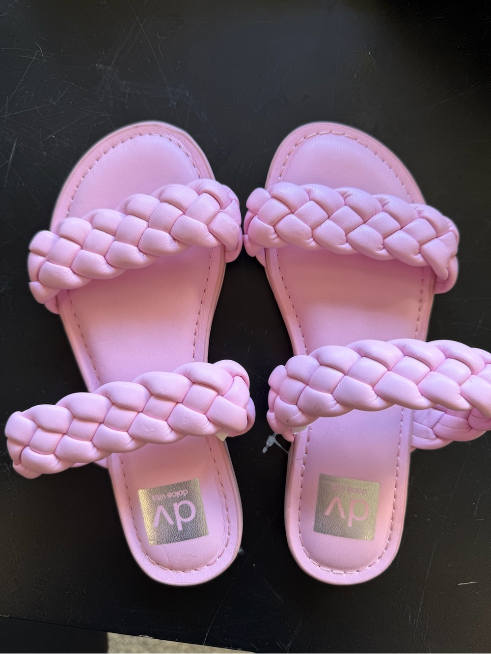 DV by Dolce Vita Pastel Pink Braided Double-Strap Slide Sandals Girls Size 2